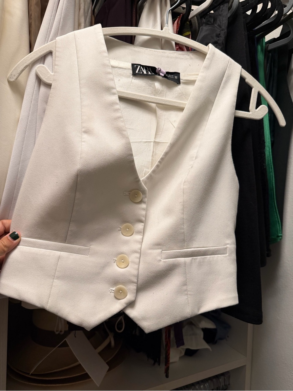 Zara Cream Button-Front Tailored Vest